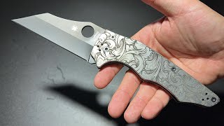 SPYDERCO YOJUMBO + Titanium DNA Lasering ยืม ด้ามเปลี่ยนใหม่ ลายสวยมาก