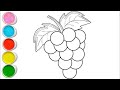 Grapes fruit drawing painting coloring for kids/ toddlers learn healthy fruits