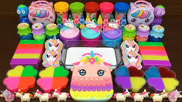 Mixing random into GLOSSY slime !!! Satisfying RAINBOW UNICORN Slime Video #72