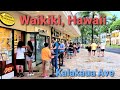 [4k] Busy Waikiki | Tourists Looking For places to Eat in Waikiki | Evening Waikiki Walk | Oahu.