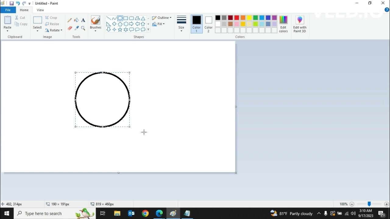 how to draw circle in paint, YouTube