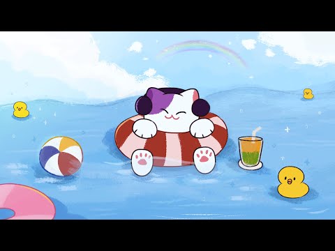 The Sea Lofi ~ Cute Lofi Hip Hop Radio For Study, Chill, Sleep - Lofi Summer - Stormy Lofi Cat