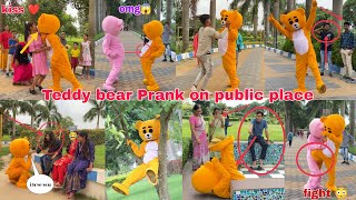 Teddy bear Prank on public place || Funny dence & Crazy' reaction 😱 || #teddyboy #01team #funny