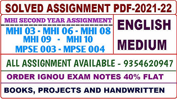 MHI Second year solved assignment 2021-22 / MHI solved assignment English / ignou MHI assignment