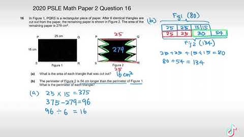 2020 PSLE Math Paper 2 Question 16 Constant Difference Concept in Perimeter
