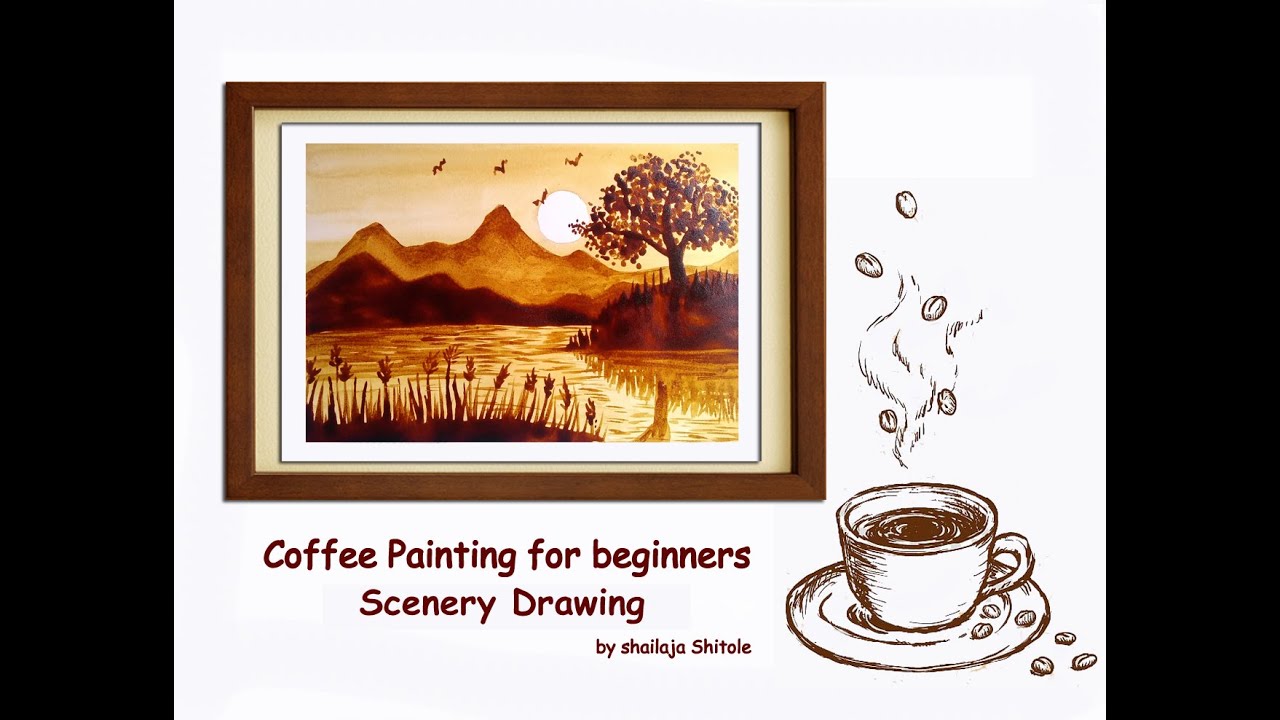 COFFEE PAINTING NATURE LANDSCAPE USING COTTON SWAB : COFFEE ...