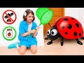 Eva and Friends try to catch the Giant Bugs at home