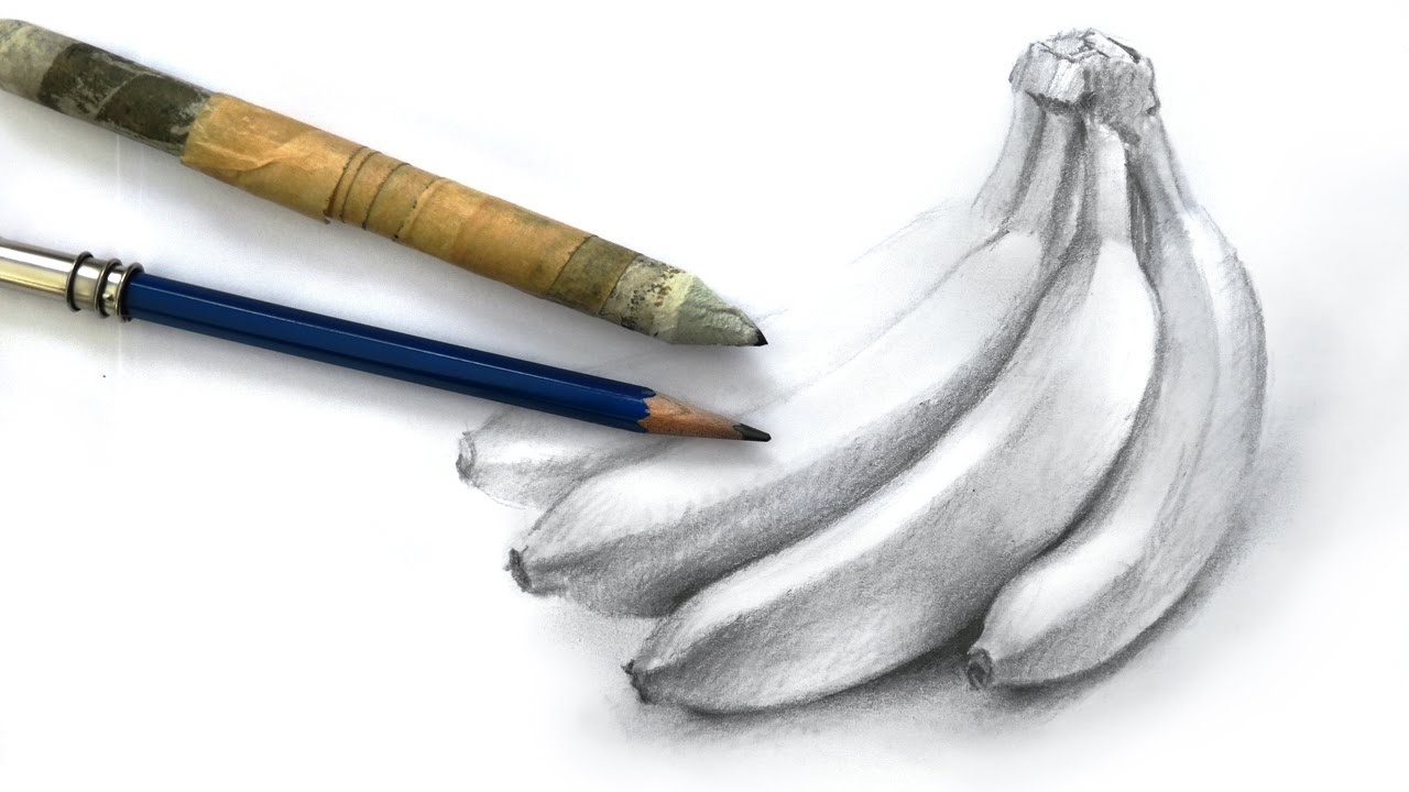 How to Draw a Bunch of Bananas with Pencil - YouTube