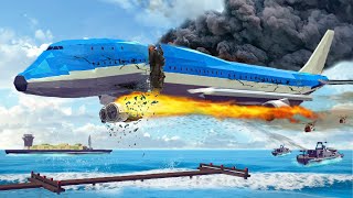 Engine Exploded - Emergency Landing ON WATER Failed! Airplane Crashes Landings! Besiege plane crash