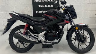 Honda CB125F, 2019, black metallic, walk around and startup