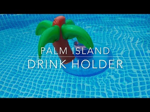 Inflatable palm island drink holder