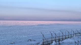 北海道・網走市・JR釧網本線・北浜駅からの流氷の眺め（2023年2月21日）