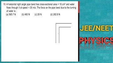 a horizontal right angled pipe bend has cross sectional area 10cm² and water flows through it at