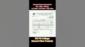 CCSU Meerut | RG PG College Meerut| BA/BSc/BCom| 1st/3rd/5th Sem| Internal Exam|Datesheet|NEP 2020|