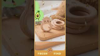 Natural Relief for Teething Babies: Wooden Avocado Teether Set
