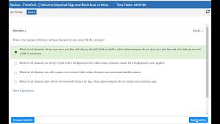 Quiz 71 -  Section - 6 - Paired vs Unpaired  Tags and Block level vs Inline Tags - Kodnest