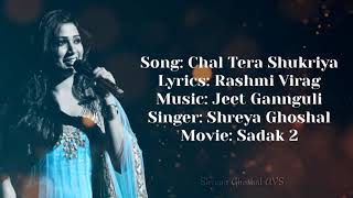 Miniatura del video "Tera Shukriya | Sadak 2 | Shreya Ghoshal | Lyrics- Rashmi Virag | Music - Jeet Gannguli"