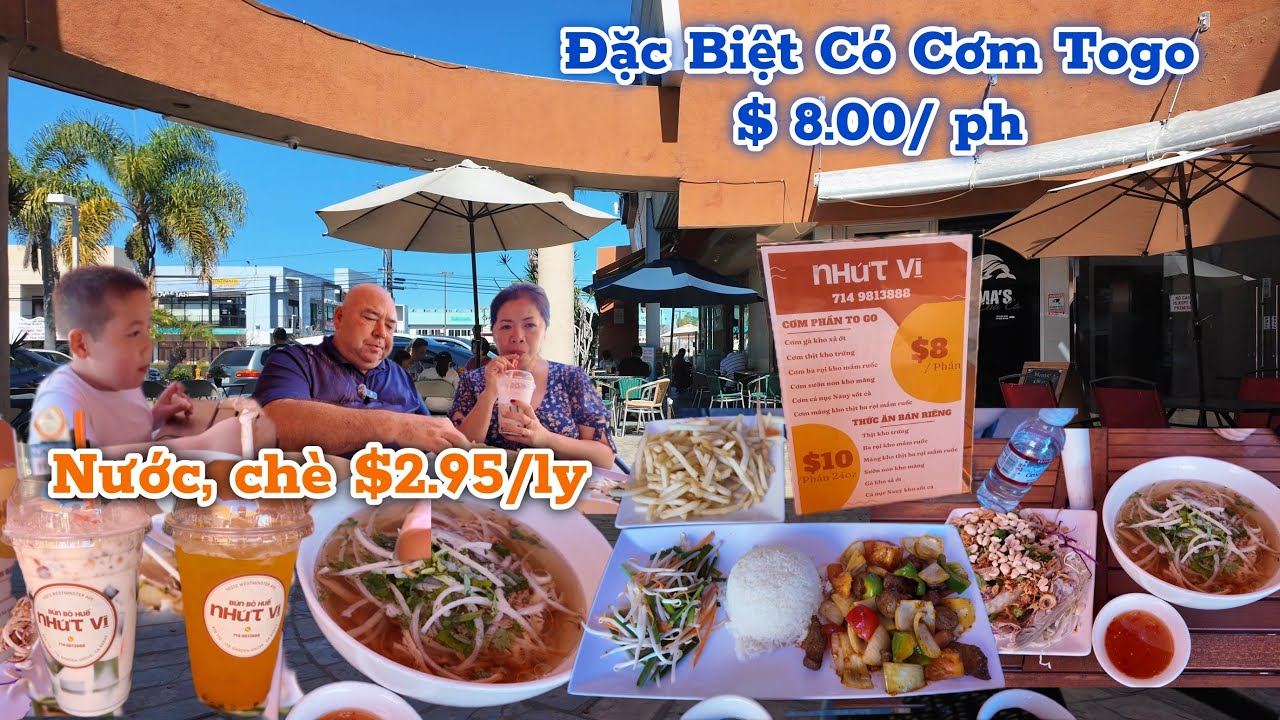 Cơm Togo $8.00/ph nước,chè $2.95/ly quán sạch đẹp thức ăn khỏi chê 