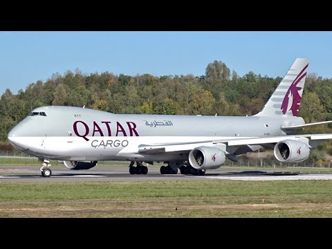 Qatar Airways Cargo | Brand New Boeing 747-8F | Landing and Departure at Luxembourg Airport