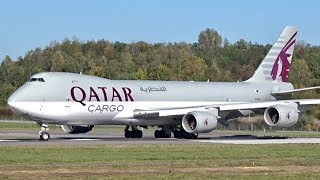 Qatar Airways Cargo  Brand New Boeing 7478f  Landing And Departure At Luxembourg Airport