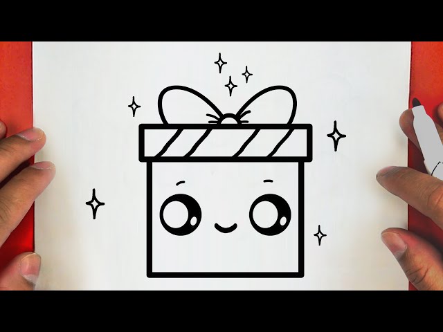 Como desenhar Presente de Natal fofo Kawaii ❤ Desenhos de Natal - Desenhos  para Desenhar 