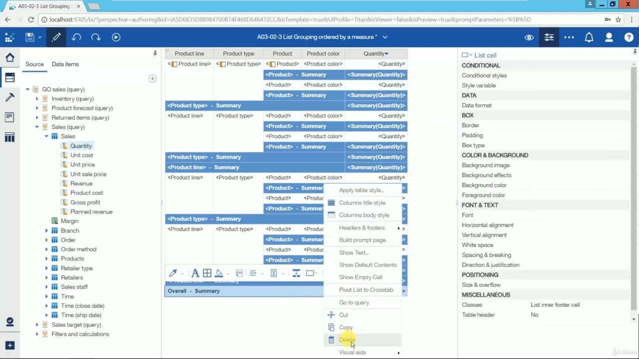 4 A03 02 3 Расширенные параметры сортировки в Cognos Analytics