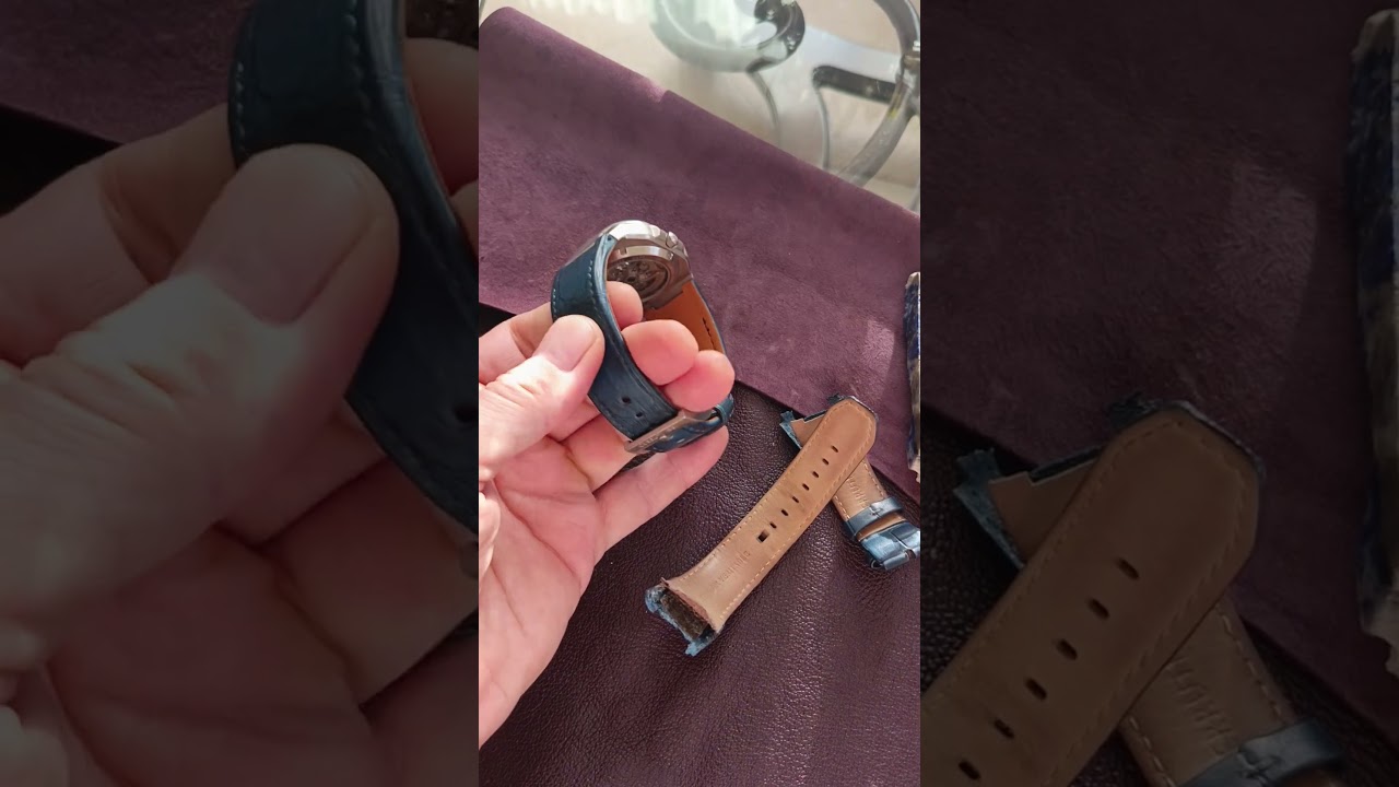 Изготовление нестандартного ремешка на часы Cerruti. Натуральная кожа крокодила. Ручной шов и окрас.