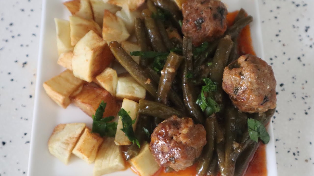 LOUBIA KHADRA MARKA BEL MERGUEZ- MIJOTÉ DE HARICOTS VERTS FRAIS AUX MERGUEZ, image size:1280x720