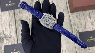 Christian Van Sant Women's Elegant Quartz Watch with Leather Strap, Blue CV4821