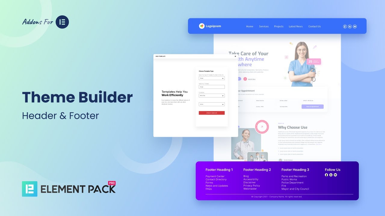 How to Create a Custom Header & Footer with Element Pack Pro Theme ...