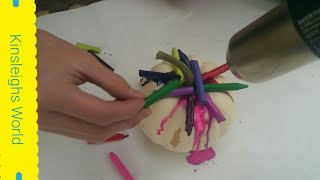 Rainbow Crayon Pumpkin DIY Melting Crayons With Blowdryer Over Pumpkins For Something Amazing!!!!!