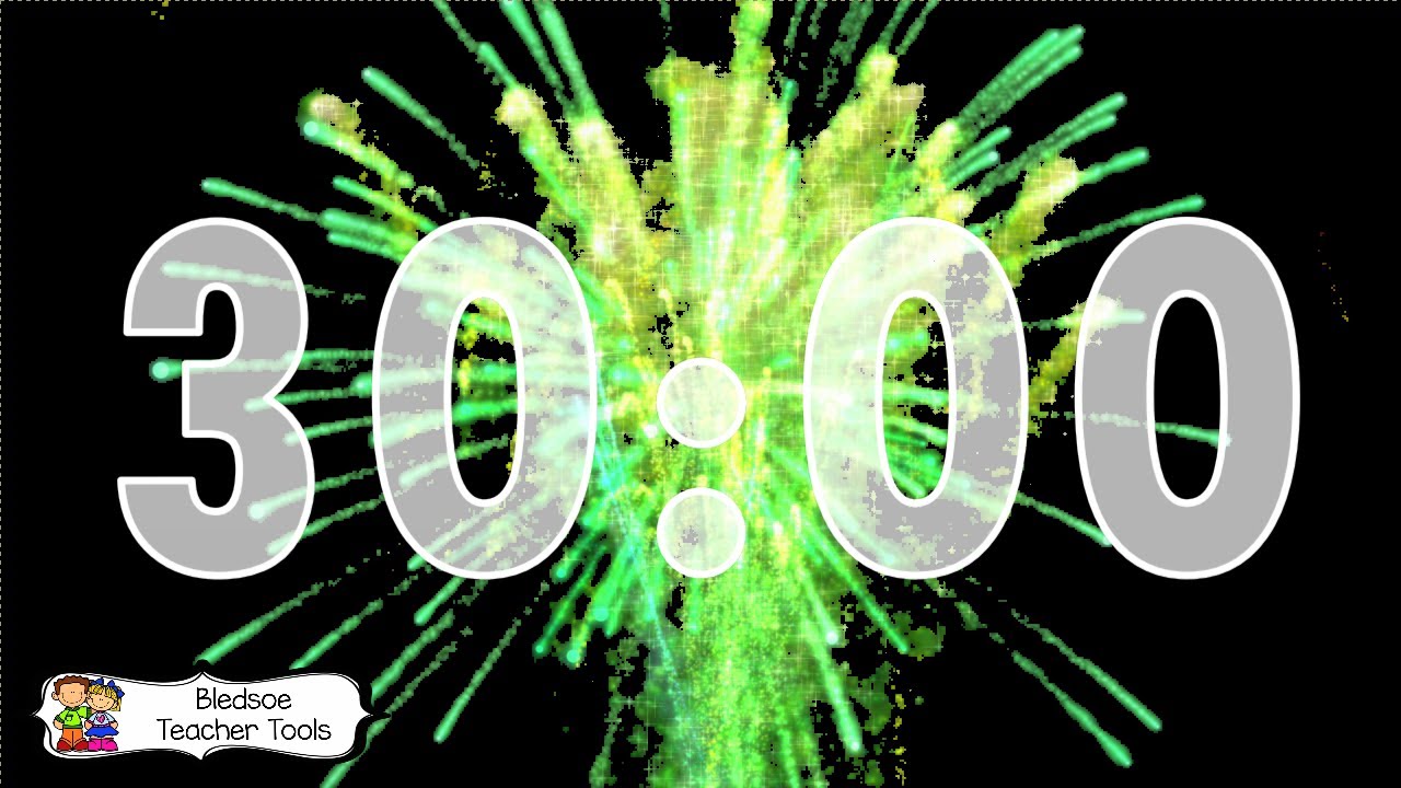 30 Minute Fireworks Countdown Timer with Background Music and Alarm