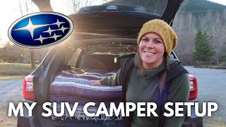 MY SOLO CAR CAMPING SETUP | Sleeping System, Cooking System & Accessories | Subaru Outback