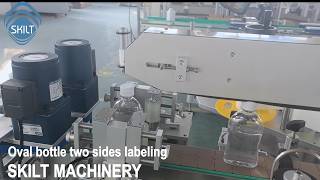 SKILT Oval bottle front back double two sides labeling machine manufacturer