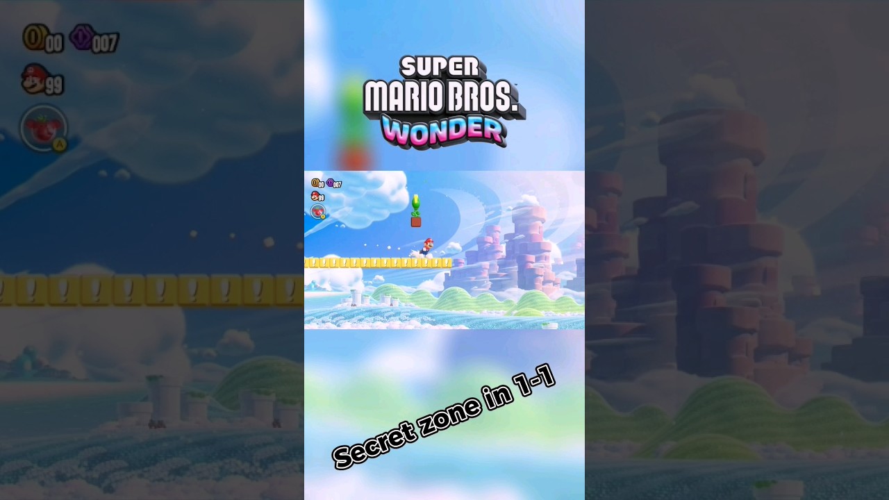 Secret zone in 1-1 (Super Mario Bros Wonder)