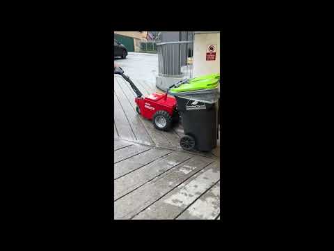 Xerowaste Solutions V-move twin tote carrier with two 64-gallon totes full of organics on 18% grade