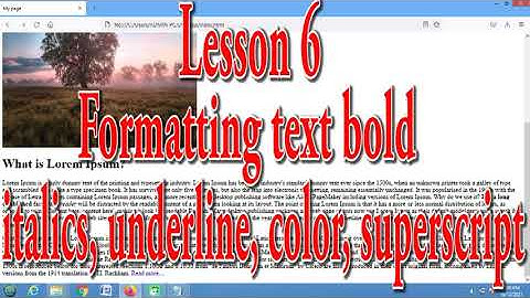 Lesson 6 - formatting text bold italics underline colour and superscript
