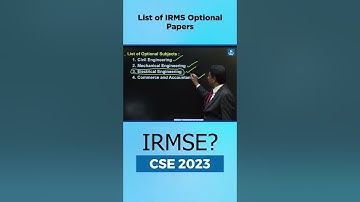 IRMSE/CSE 2023 | List of IRMS Optional Papers Explained By B. Singh Sir CMD, NEXT IAS