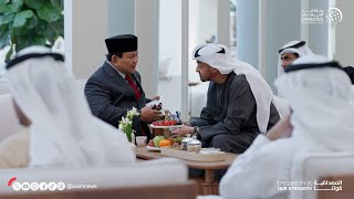 رئيس الدولة يبحث علاقات التعاون مع وزير الدفاع الإندونيسي ويمنحه 