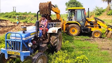 Jcb 3dx Backhoe Machine Loading Mud In Powertrack 434 Ds Plus Tractor For Making Pond | Jcb Tractor