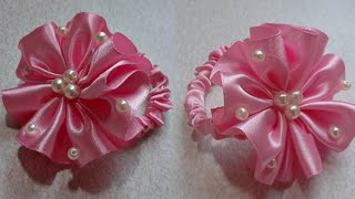 DIY scrunchies o coletero con flor fácil/ DIY scrunchies or ponytail holder with easy flower