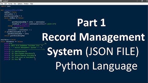 Part 1 Simple Record Management System (Python Language with JSON file Handling)