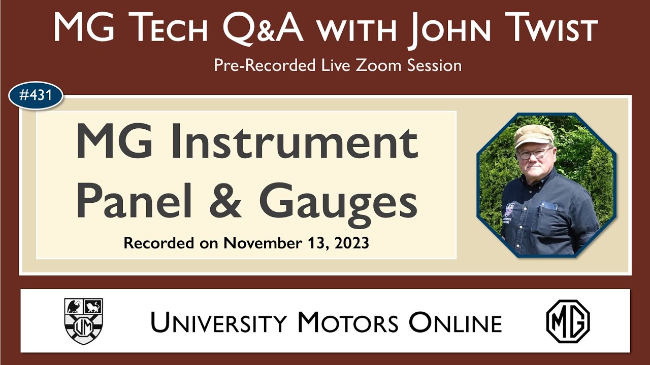 431 MG Tech | Q & A on MG Instrument Panel & Gauges - YouTube