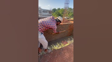 Pointing work of red bricks 🧱Cement wall plastering and pointing  #pointing #plasteringwork #shorts