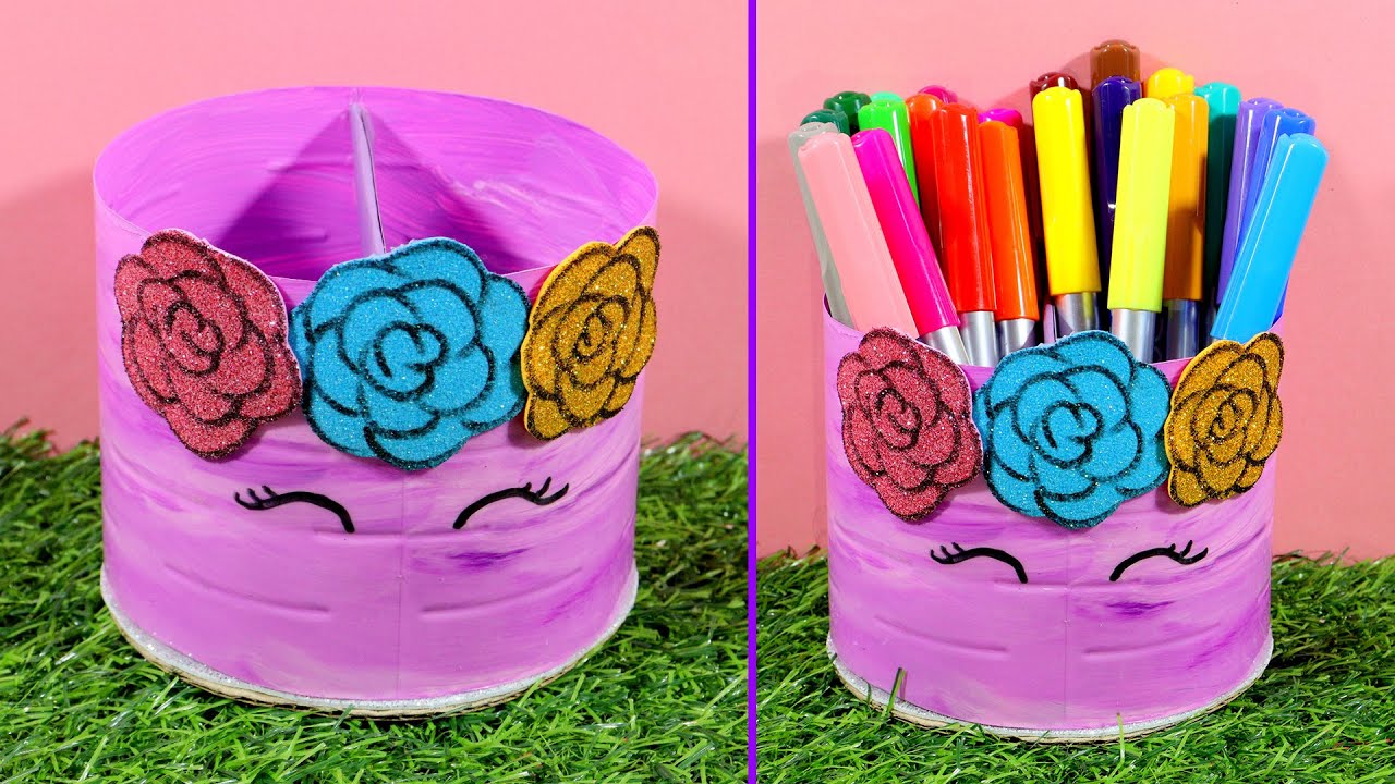 How to Make Unicorn Pen Holder  DIY Pen Holder From Plastic