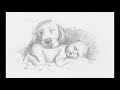 how to draw a baby and a dog