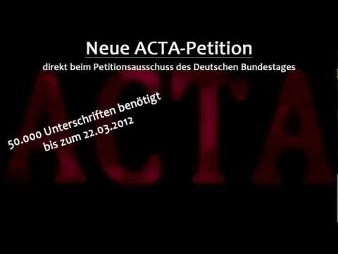 WICHTIG! Neue ACTA-Petition (Petitionsausschuss des Deutschen Bundestages)