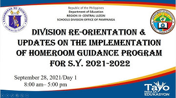 THE IMPLEMENTATION OF HOMEROOM GUIDANCE PROGRAM FOR S.Y. 2021-2022 DAY 1 PM SESSION