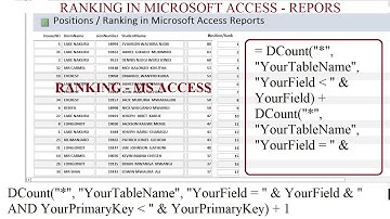 Professional Ranking ~  Ranking on Reports using DCount function Microsoft Access projects