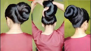 beautiful top big bun 😍 #hair #longhair #hairbun #bundrop #bunmaking #viral #hairstyle #hairstyle